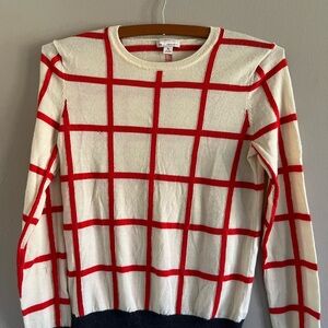 Vintage Gap Ivory Red Plaid Wool Sweater Top